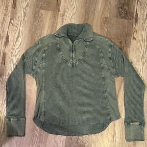 Free People 100% Cotton Zipper Henley